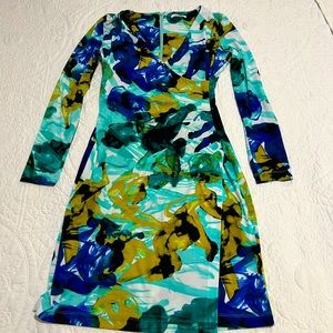 Calvin Klein Blue Green and White Dress - Size 8